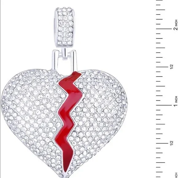 Broken Heart Iced Out Pendant & 24 Tennis Chain